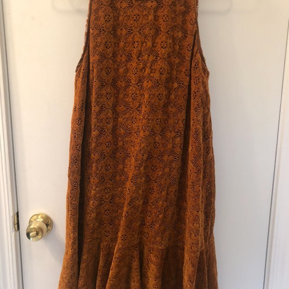 Anthropologie Maeve Lace Faux Suede Dress - Picture 2 of 3